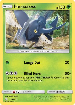 Heracross 009  - Reverse Holofoil SM  Cosmic Eclipse - Uncommon