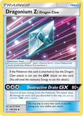 Dragonium Z: Dragon Claw 190  - Reverse Holofoil SM  Cosmic Eclipse - Uncommon