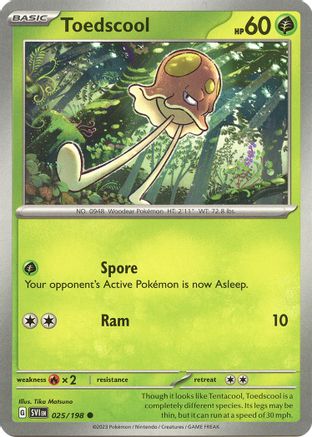 Toedscool 025/198  - Reverse Holofoil SV01 Scarlet & Violet Base Set - Common