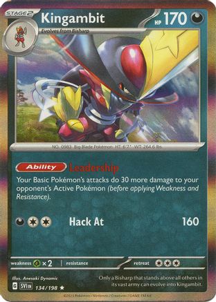 Kingambit 134/198  - Reverse Holofoil SV01 Scarlet & Violet Base Set - Rare