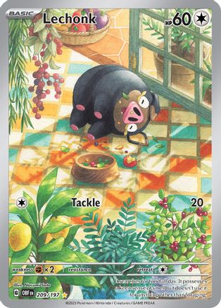 Lechonk 209/197  - Holofoil SV03 Obsidian Flames - Illustration Rare