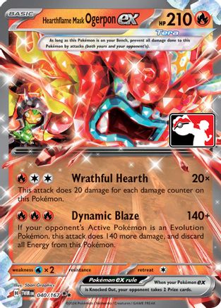 Hearthflame Mask Ogerpon ex 040/167  - Holofoil Prize Pack Series Cards - Double Rare