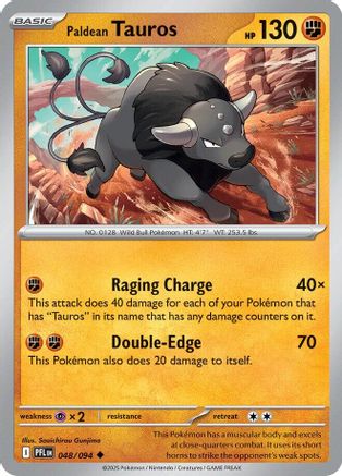 Paldean Tauros 048  - Reverse Holofoil ME02 Phantasmal Flames - Uncommon