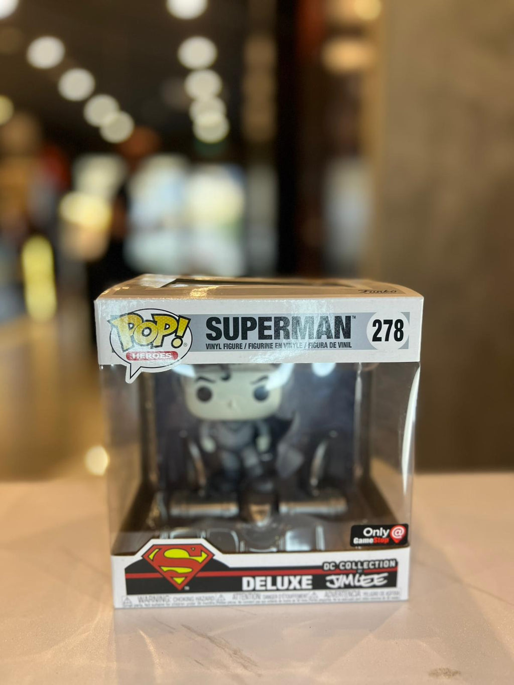 Funko Pop Superman Deluxe DC Collection Jim Lee #278 B&W GameStop Exclusive